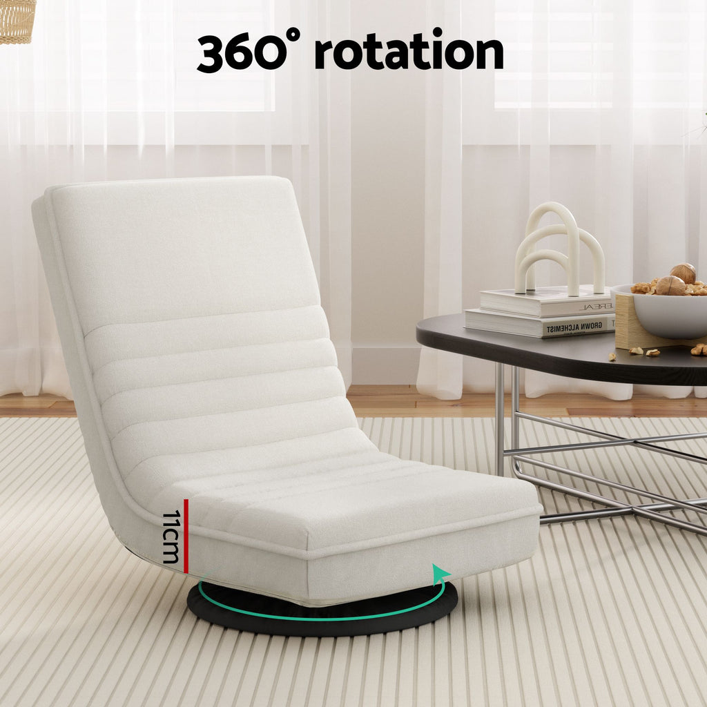 Artiss Swivel Floor Chair and Bedside Table with Charging Station Set