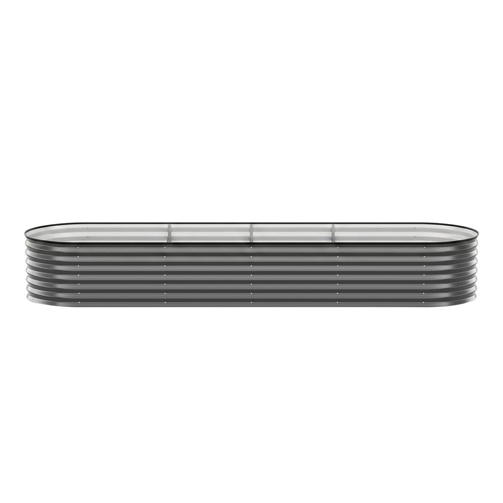 Green Fingers 4 Pcs Raised Garden Bed Kit Oval Galvanized Steel Planter Boxes 320x80x56cm, Heavy Duty Metal Elevated Garden Bed for Vegetables Flowers Herbs, with Safety Edging, Gloves & Pegs Included