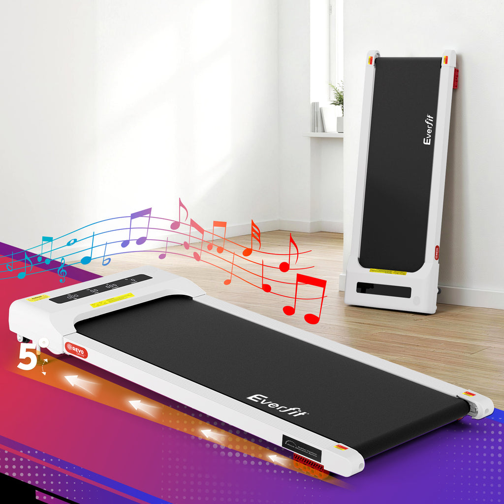 Everfit Treadmill Electric Walking Pad Incline Under Desk Home Gym 380mm White