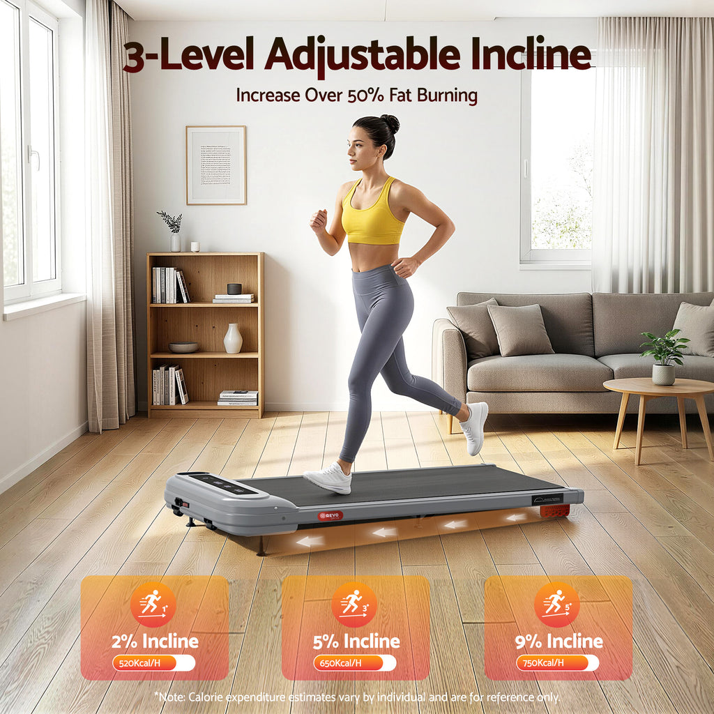 Everfit Treadmill Electric Walking Pad with Incline Under Desk Home Gym Grey