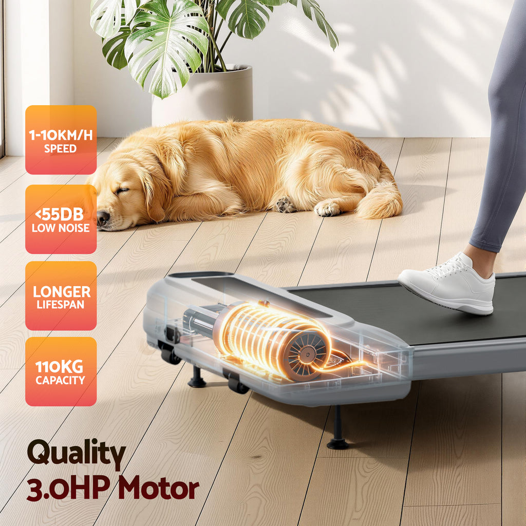 Everfit Treadmill Electric Walking Pad with Incline Under Desk Home Gym Grey