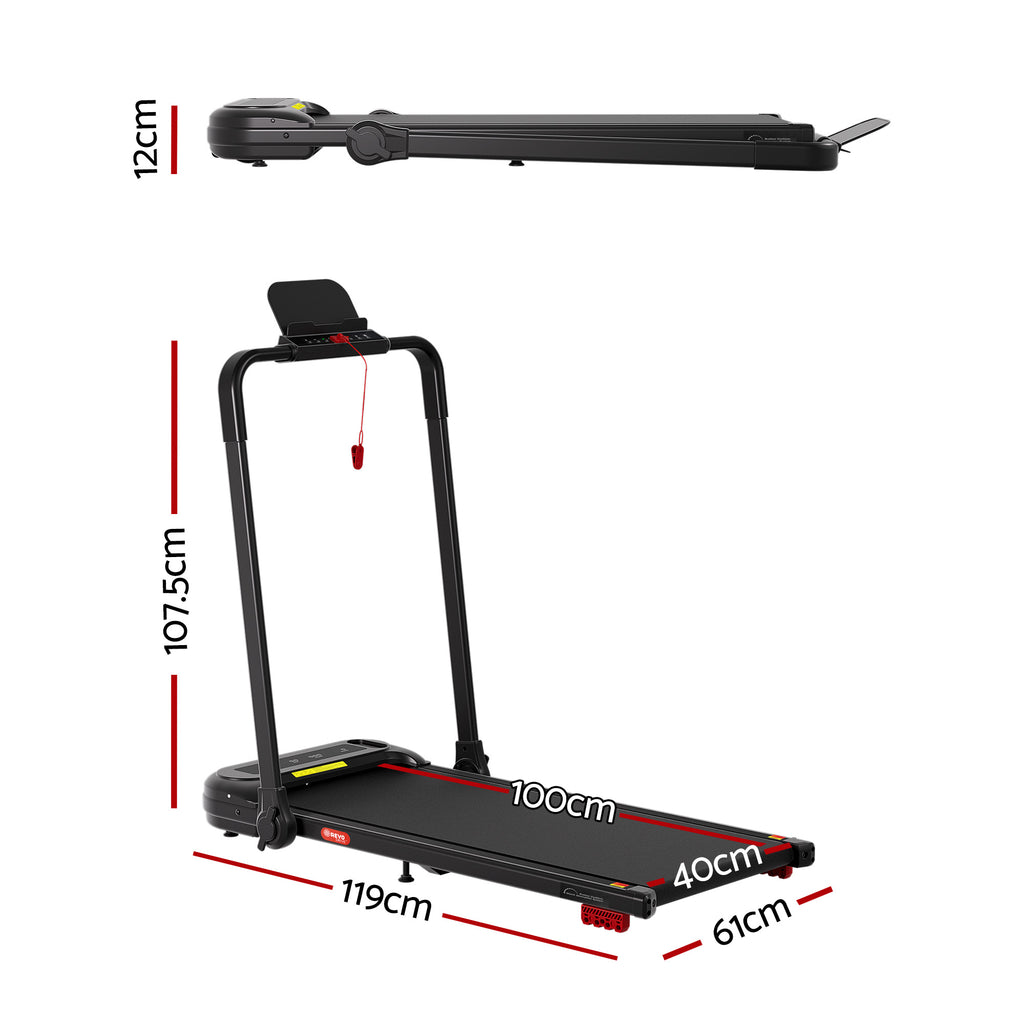 Everfit Treadmill Electric Walking Pad with Incline Foldable for Home Gym Black