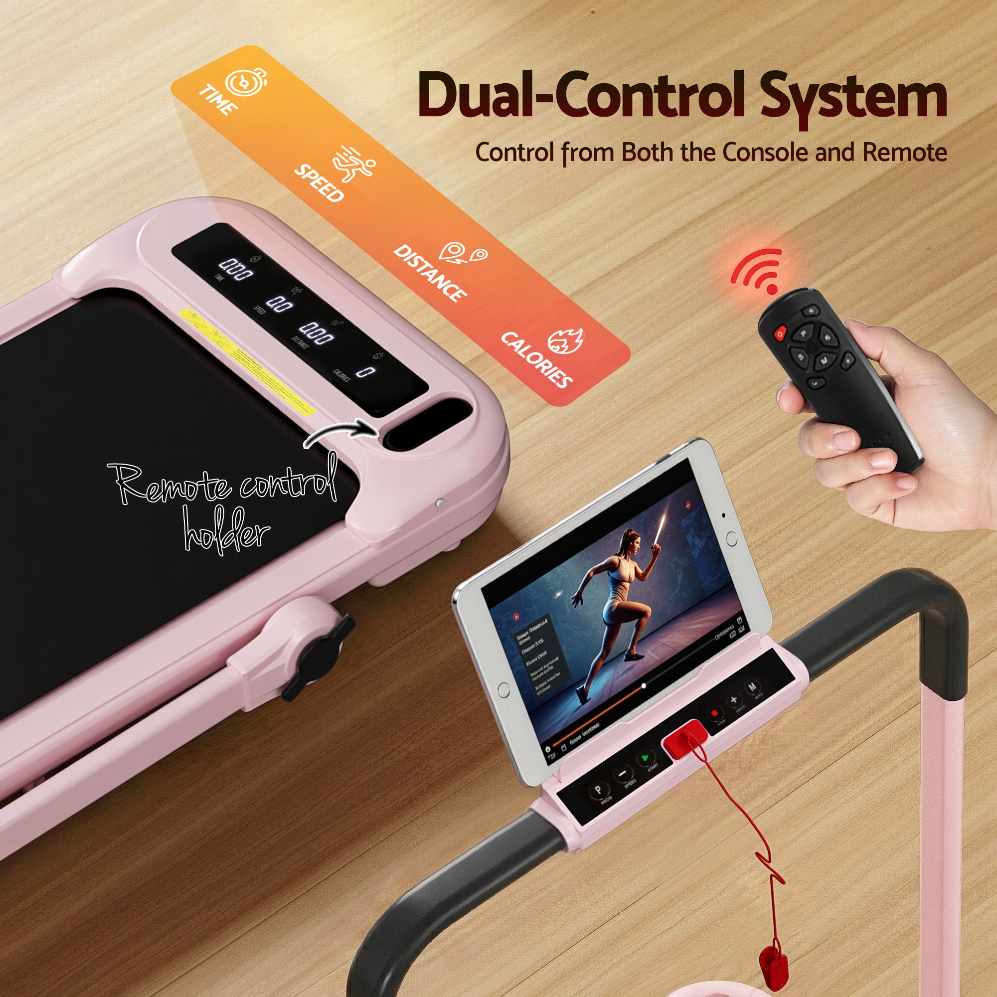 Everfit Treadmill Electric Walking Pad with Incline Foldable for Home Gym Pink