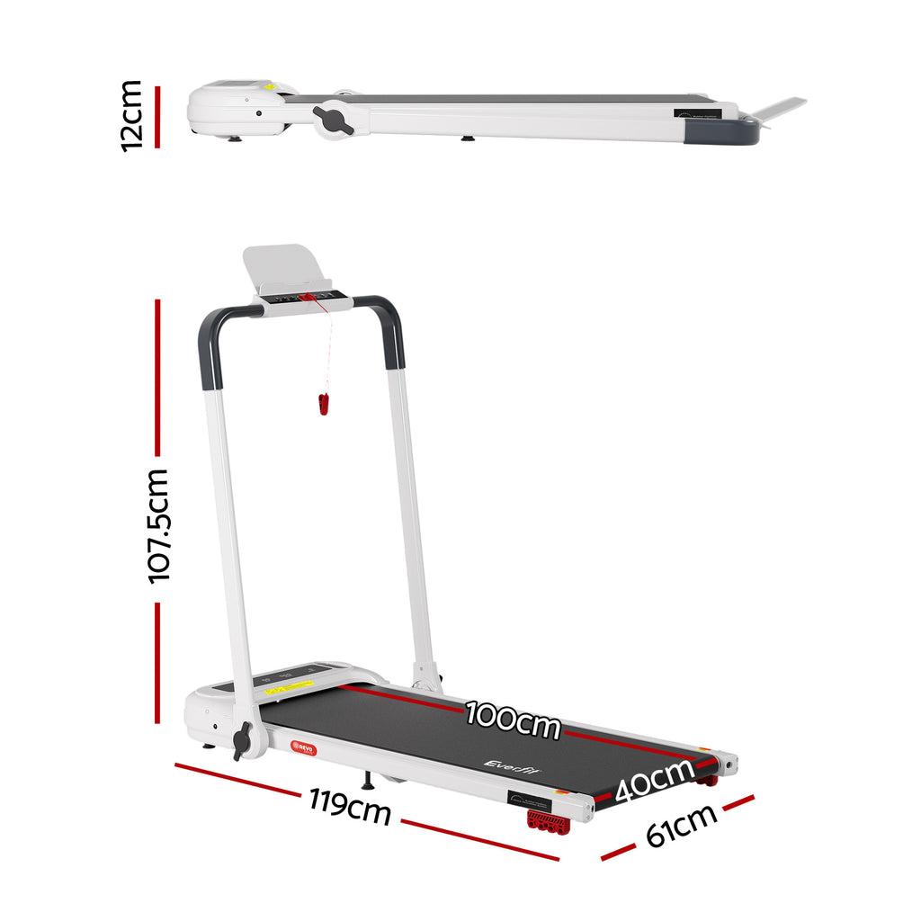 Everfit Treadmill Electric Walking Pad with Incline Foldable for Home Gym White