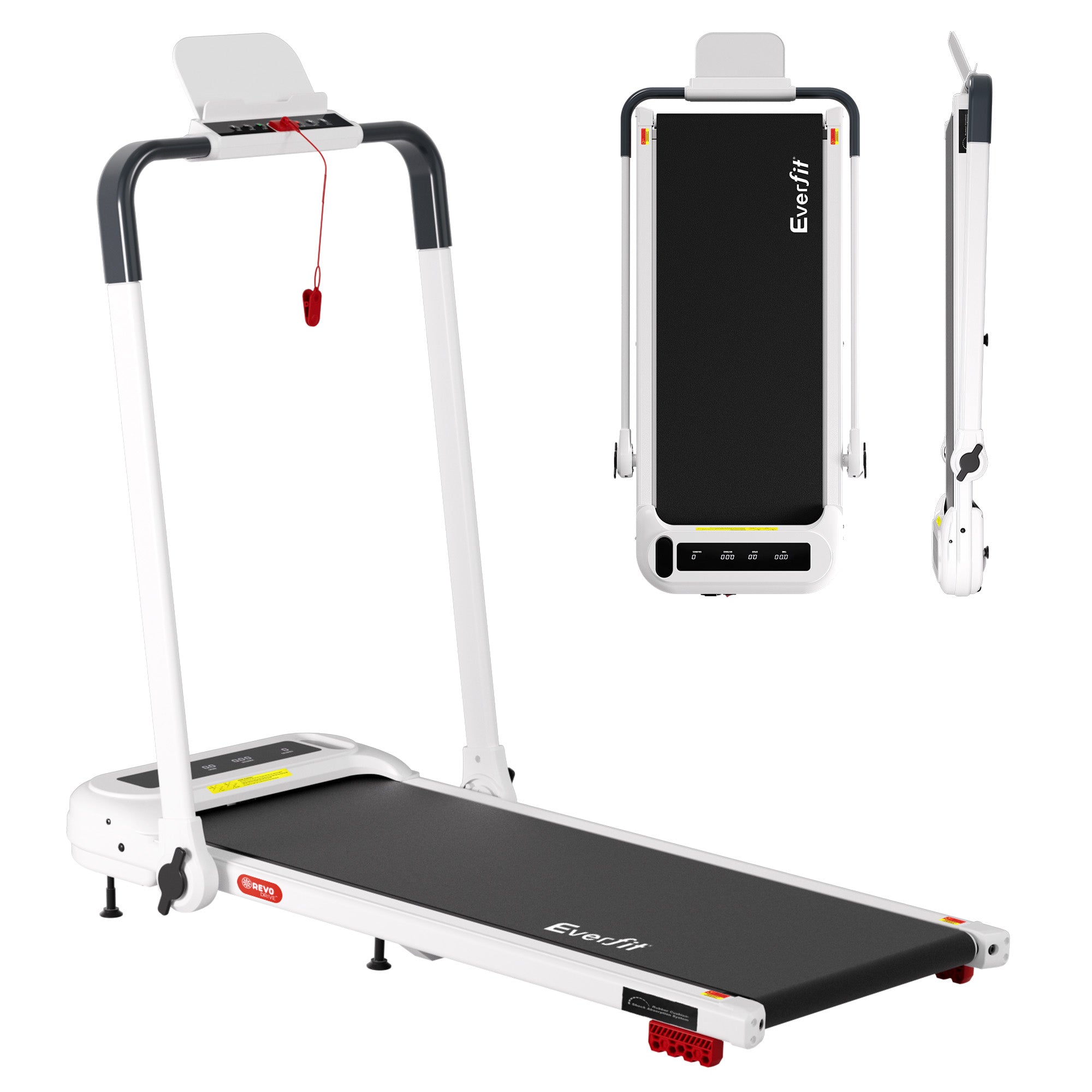 Everfit Treadmill Electric Walking Pad with Incline Foldable for Home Gym White