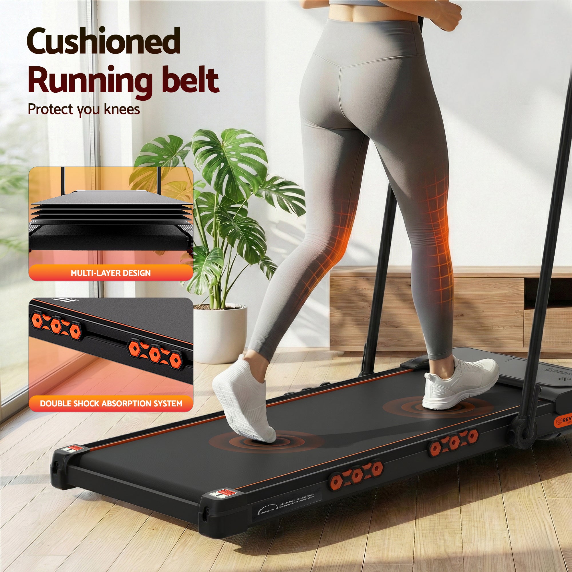 Everfit Treadmill Electric Walking Pad Auto Incline Foldable for Home Gym Black