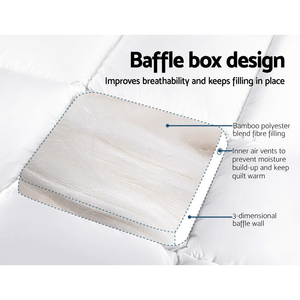Giselle Bedding 5cm Bamboo Pillowtop Mattress Topper 1000GSM Mattress Pad for Back Pain Relief Washable Breathable Protector with 45cm Deep Pocket Queen