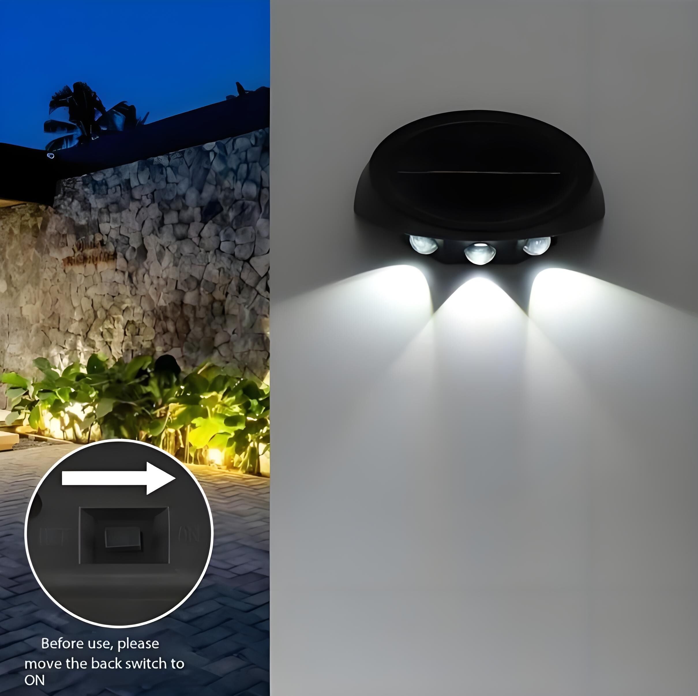 Solar Outdoor Wall Lights (4-Pack): IP44 Waterproof LED Sconces for Garden, Patio & Pathway Lighting（white light）