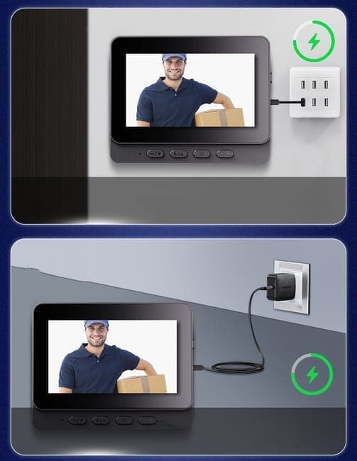 Smart Wireless Video Doorbell with Camera HD Resolution Two-Way Communication Infrared Night Vision Cloud Storage, Black, Compatible with Alexa and Google Home