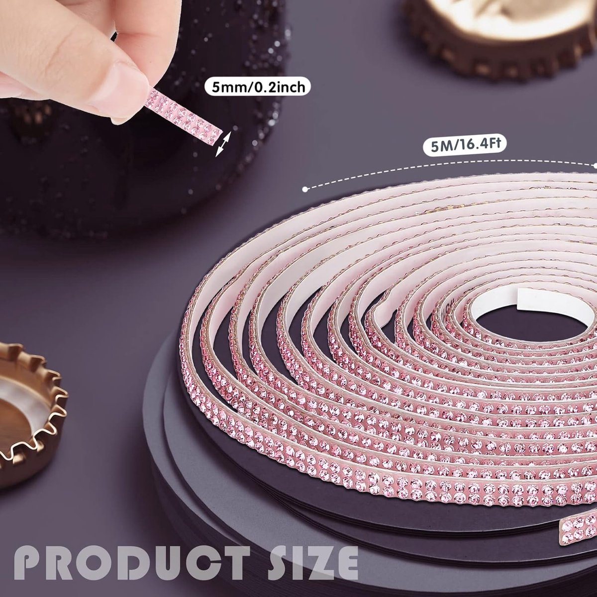 Car sticker - decorative car stickers - Car stickers - 5M - car sticker for car - car decoration - glitter diamond stickers - Car interior - Car exteriors - DIY linear stickers - self-adhesive - for car dashboard decoration - Pink