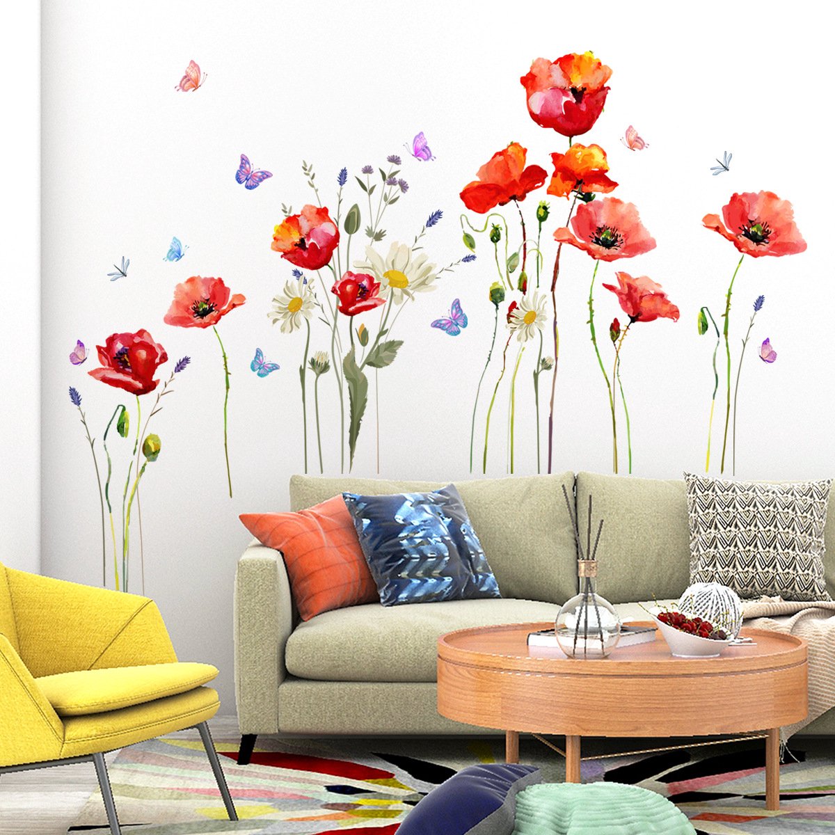 Wall sticker - flowers - Reusable / repositionable - Children's room - Boys - girls - Home decor - Colorful Wall Sticker - for living room baby rooms bedroom toilet decoration - 110*70 cm