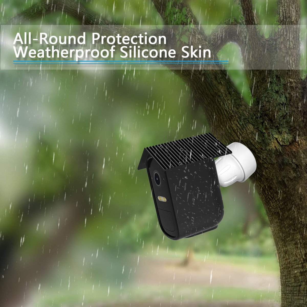 pieces - Camera silicone protective cover - security camera protective cover - black - soft silicone cover - security camera protective cover - weatherproof silicone housing - for EufyCam 2C