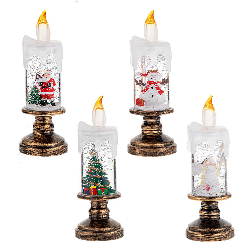 LED Candles - LED Christmas Flameless Candle Lamp - Suitable for Home Decoration - Christmas Snowball Candle - Rotating Candle Desk Night Light - Christmas Window Candle Holder - Battery Operated - Snowman