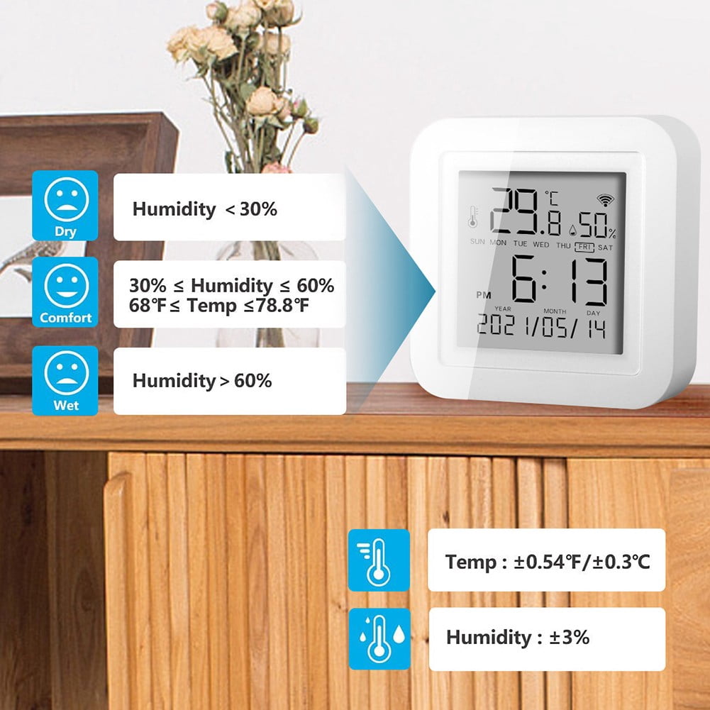 1Set Wifi Thermometer with Usb Cable for Tuya Smart Wifi Thermometer Hygrometer Indoor Room Digital Temperature Sensor