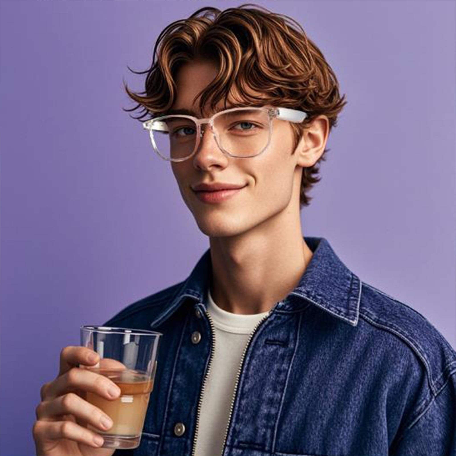 Smart Glasses with Wireless Earbuds, Lightweight Glasses With Blue Light Protection Wireless Bluetooth 5.3 Headset Function Built-in Music And Speakers Support For And Voice White