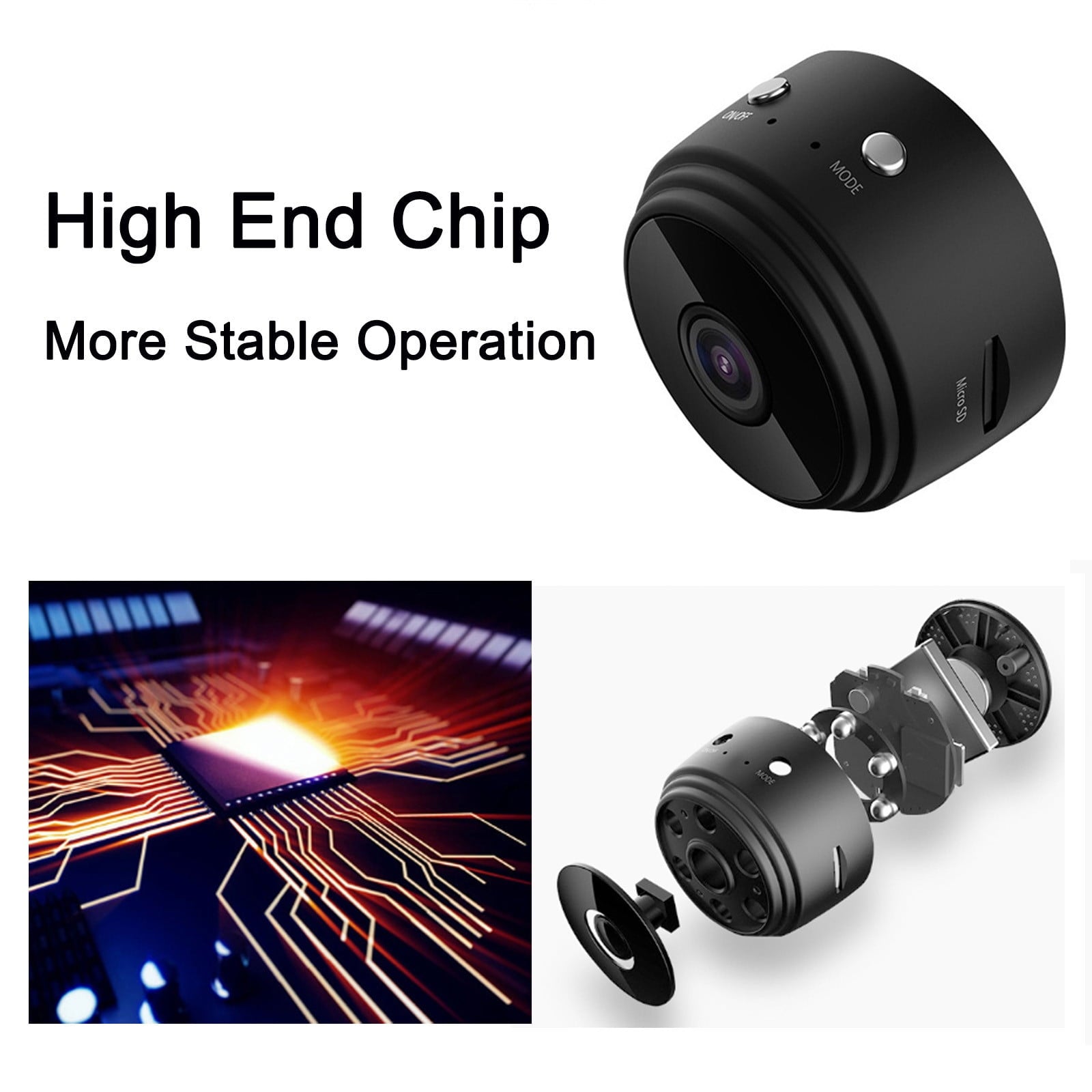 Magnetic Mini Security Camera - 3 Pack 1080P WiFi Wireless Security Camera - Motion Detection, Night Vision, Loop Recording, USB Rechargeable, Indoor & Outdoor Use, Home/Office Surveillance