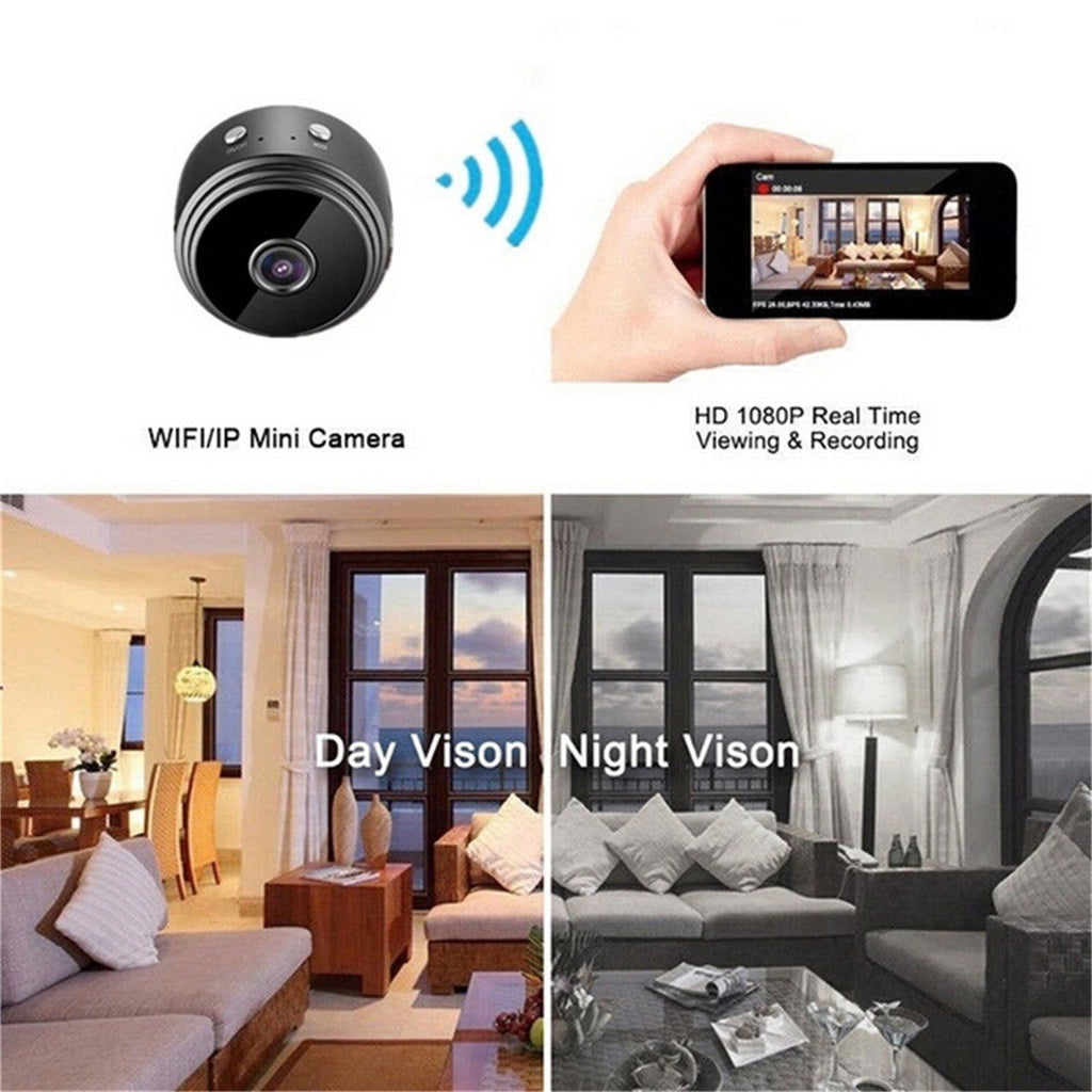 Night Vision Mini Wireless Tiny Home Camera,WiFi Security Camera with 360° Adjust Snake Tube, Smallest 1080P HD Home Indoor Outdoor Cameras Room Dog Pet Camera Black