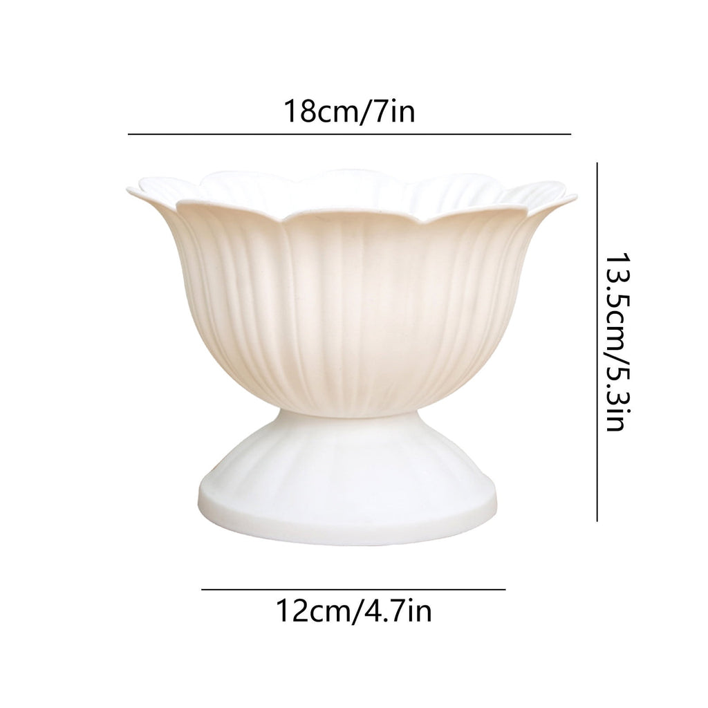 1.1L Thickened Round Bottom Plastic Flower Pot,18x13.5x18cm White Planter for Indoor and Outdoor Plants,Durable and Easy to Clean,Suitable for Various Decorative and Gardening Needs