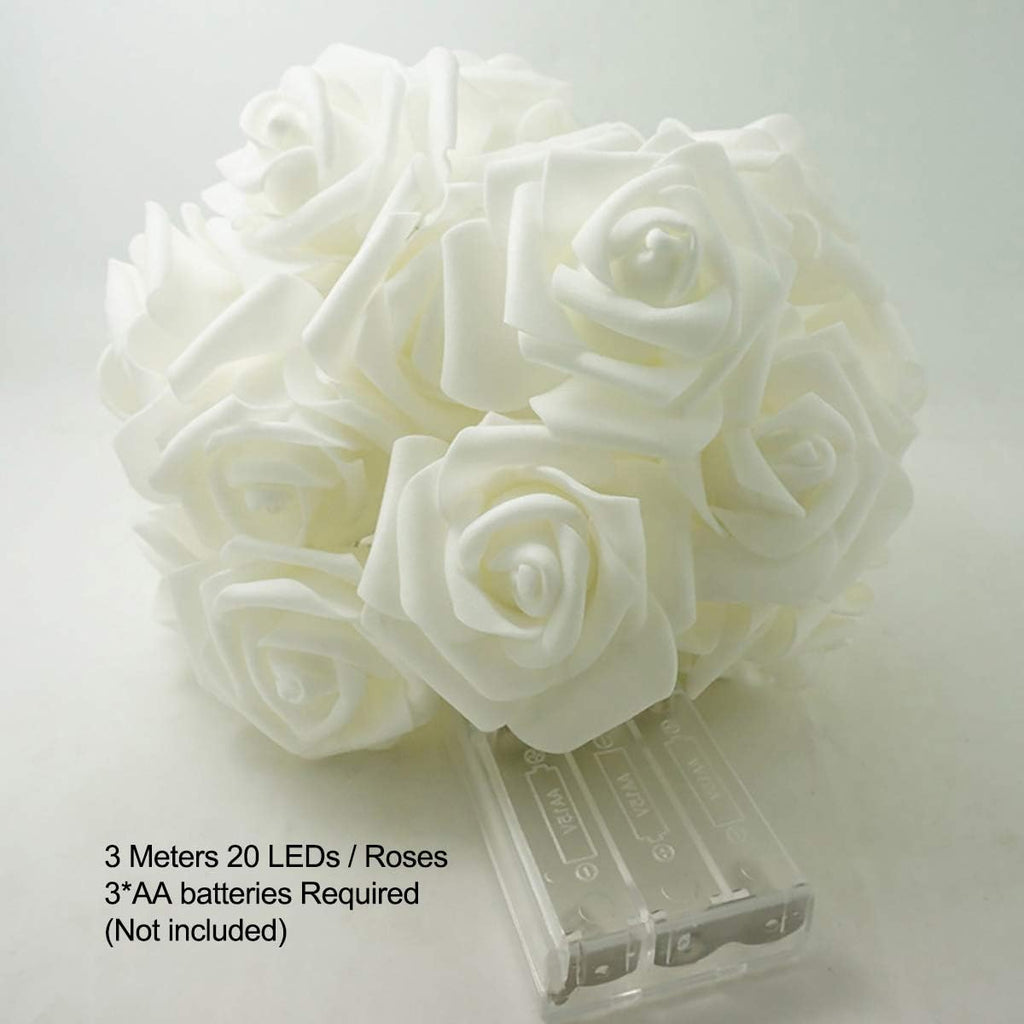 Rose Lights - Living Room Mood Lighting - LED Lights - Bedroom Decoration - Artificial Flowers - Wedding Decoration - Home Accessories - Light Chain - Room Decoration - Party Lighting - Warm White - 1 Piece
