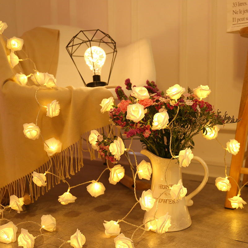 Rose Lights - Living Room Mood Lighting - LED Lights - Bedroom Decoration - Artificial Flowers - Wedding Decoration - Home Accessories - Light Chain - Room Decoration - Party Lighting - Warm White - 1 Piece