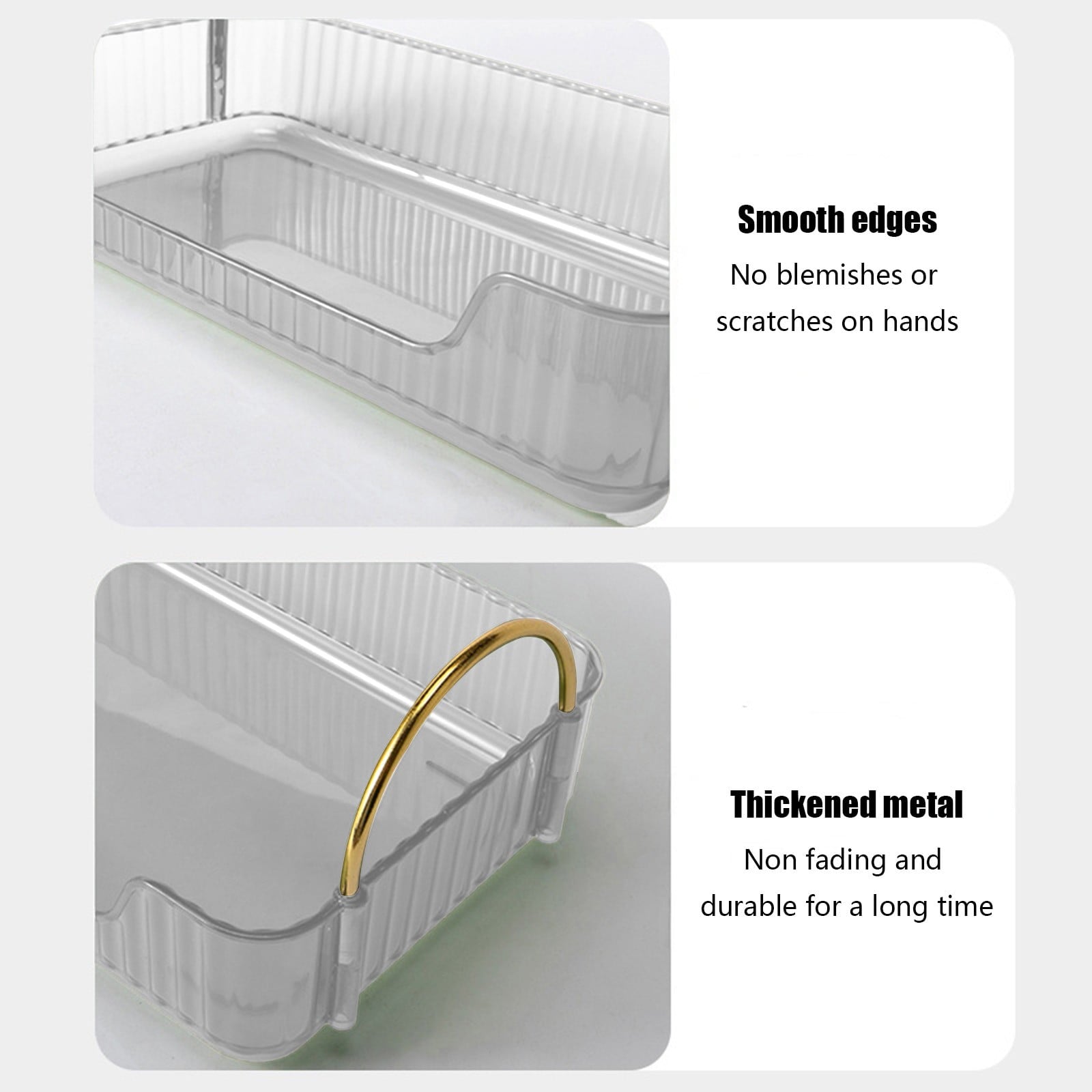 Bathroom Organizer Countertop, Vanity Tray for Skincare Makeup, Counter Organizer, Transparent Ribbon Handle Storage Rack, for Cosmetics, Toiletries, Lotions, Perfumes Green