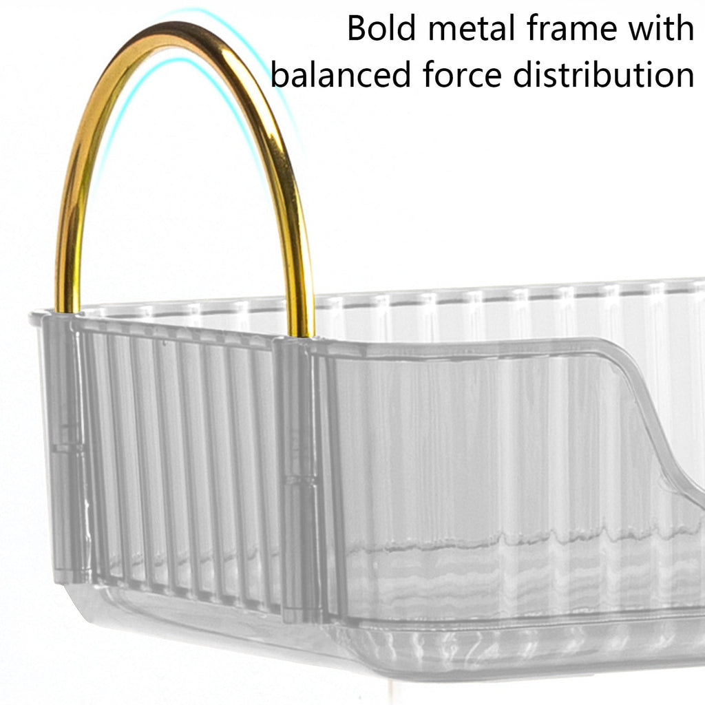 Bathroom Organizer Countertop, Vanity Tray for Skincare Makeup, Counter Organizer, Transparent Ribbon Handle Storage Rack, for Cosmetics, Toiletries, Lotions, Perfumes Green