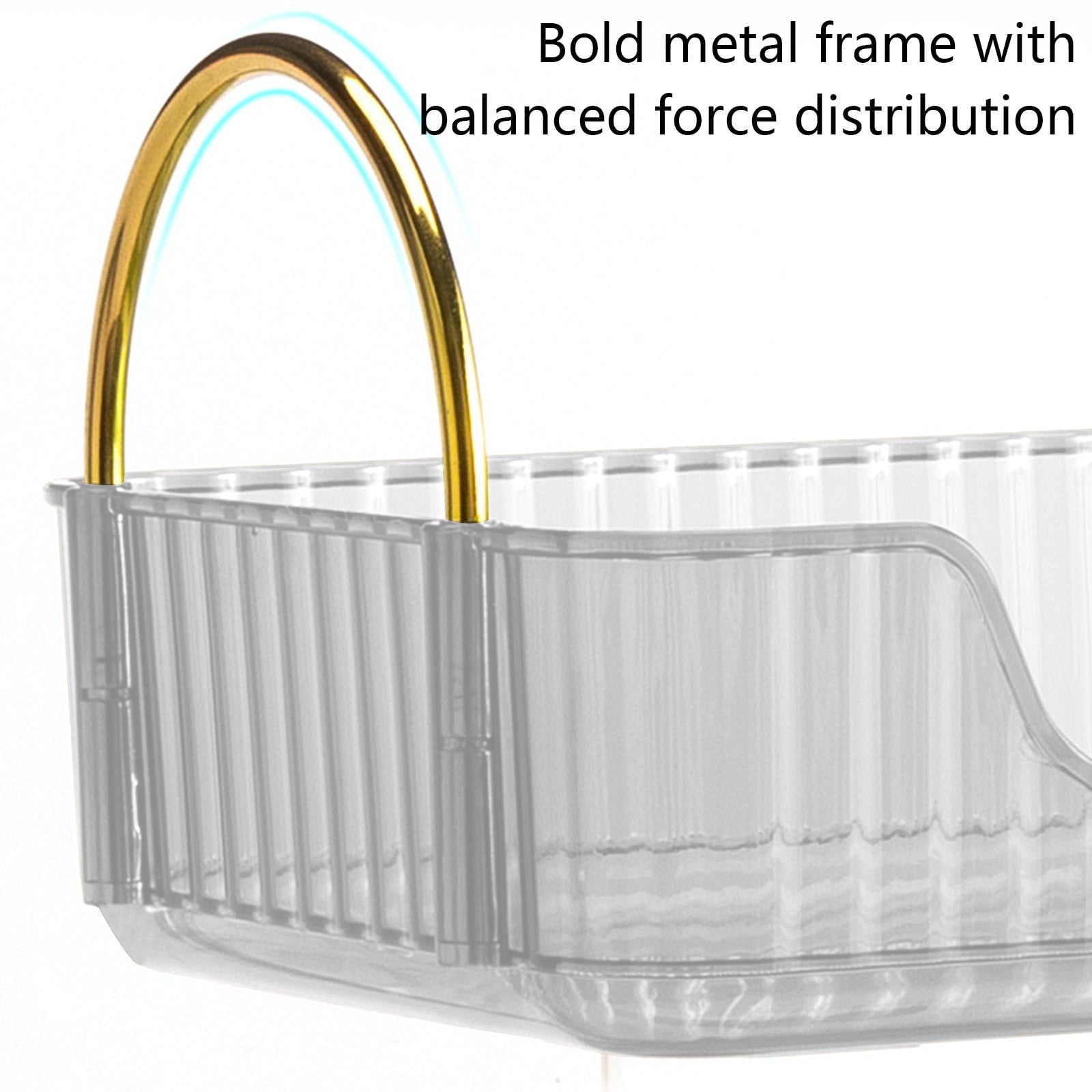 Bathroom Organizer Countertop, Vanity Tray for Skincare Makeup, Counter Organizer, Transparent Ribbon Handle Storage Rack, for Cosmetics, Toiletries, Lotions, Perfumes Green