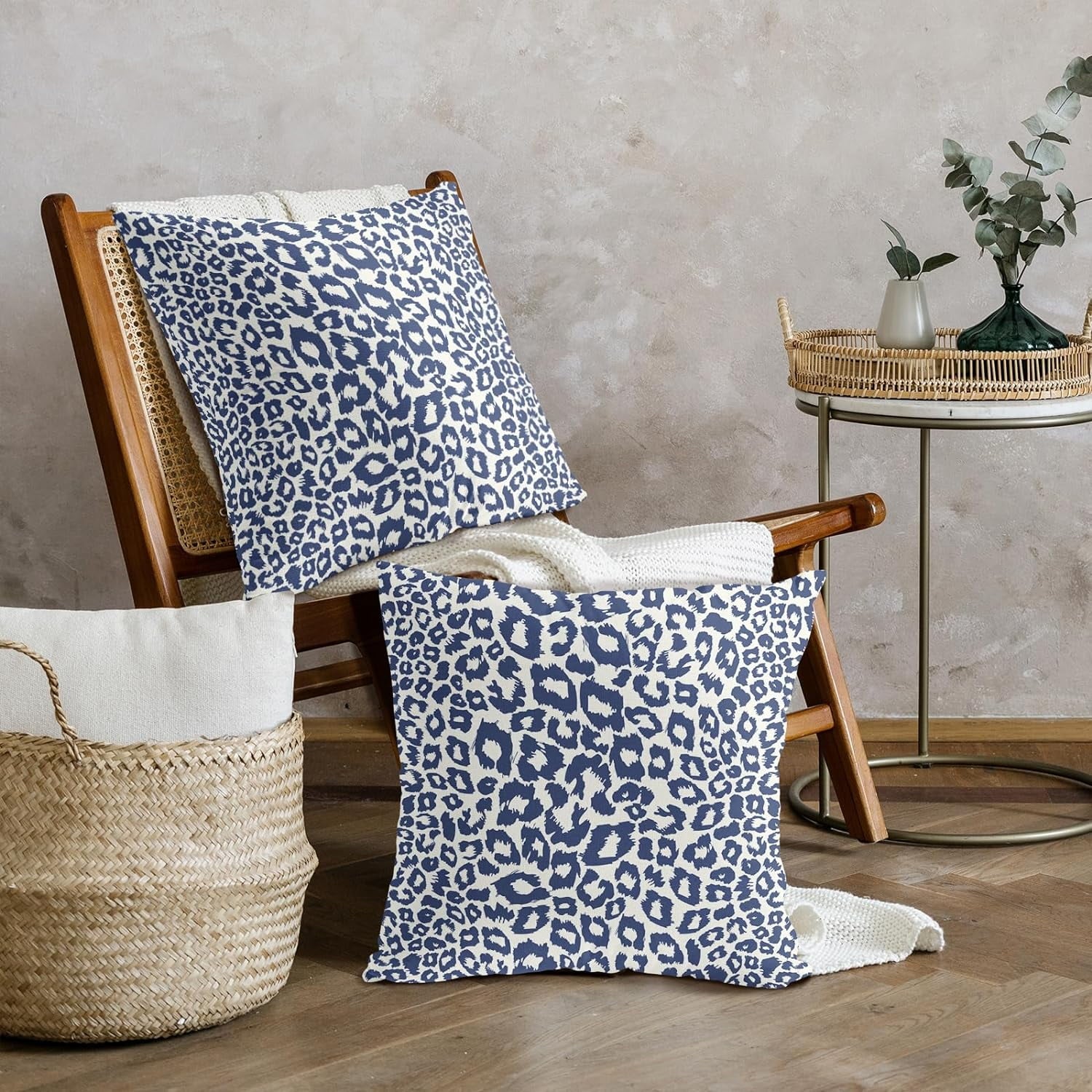 Lime Green White Leopard Print Pillow Covers 18x18 Inch Set of 2 Cheetah Animal Spots Decorative Throw Pillows For Couch Farmhouse Chinoiserie Pillow Cases Home Decor For Room Sofa Bed Porch Outdoor 18" x 18" Yellow Leopard