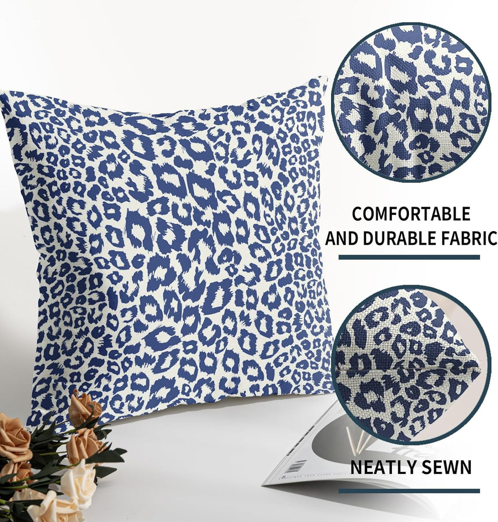 Lime Green White Leopard Print Pillow Covers 18x18 Inch Set of 2 Cheetah Animal Spots Decorative Throw Pillows For Couch Farmhouse Chinoiserie Pillow Cases Home Decor For Room Sofa Bed Porch Outdoor 18" x 18" Yellow Leopard