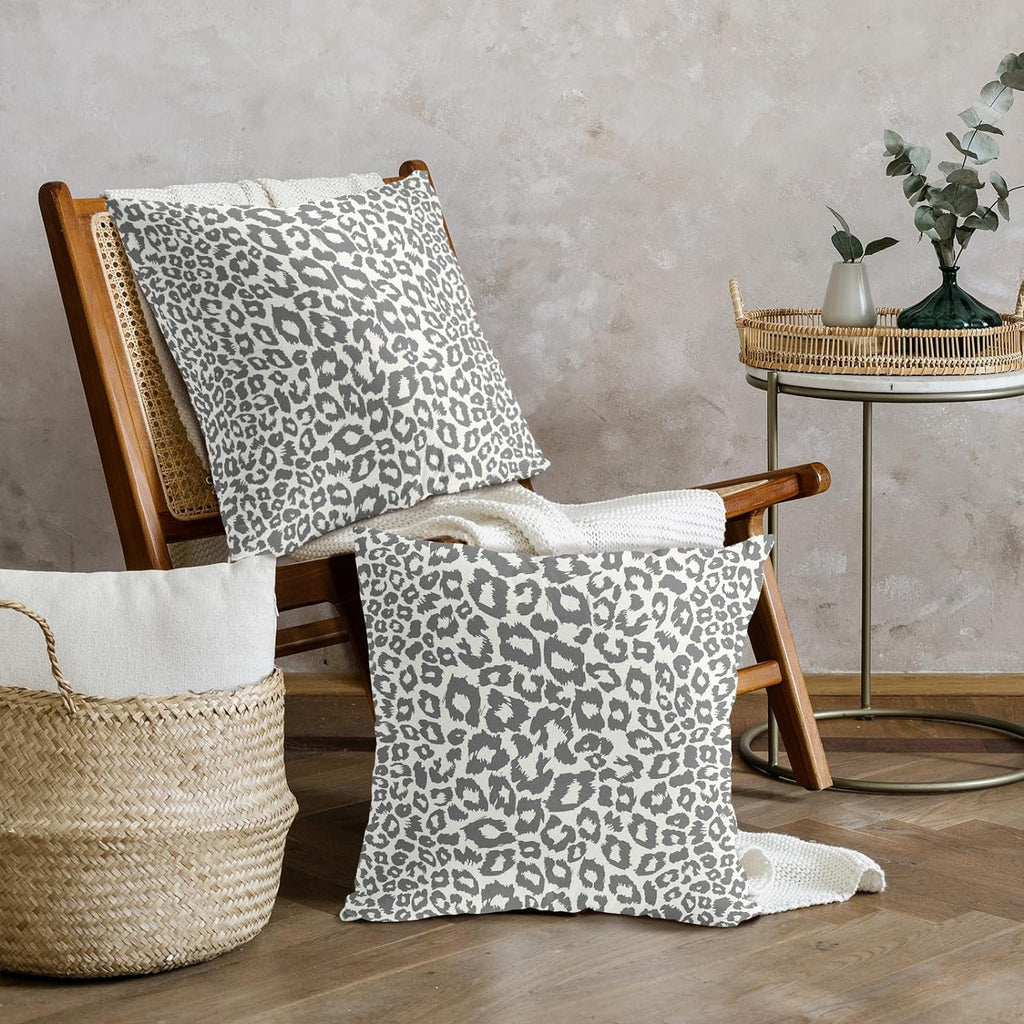 Lime Green White Leopard Print Pillow Covers 18x18 Inch Set of 2 Cheetah Animal Spots Decorative Throw Pillows For Couch Farmhouse Chinoiserie Pillow Cases Home Decor For Room Sofa Bed Porch Outdoor 20" x 20" Yellow Leopard