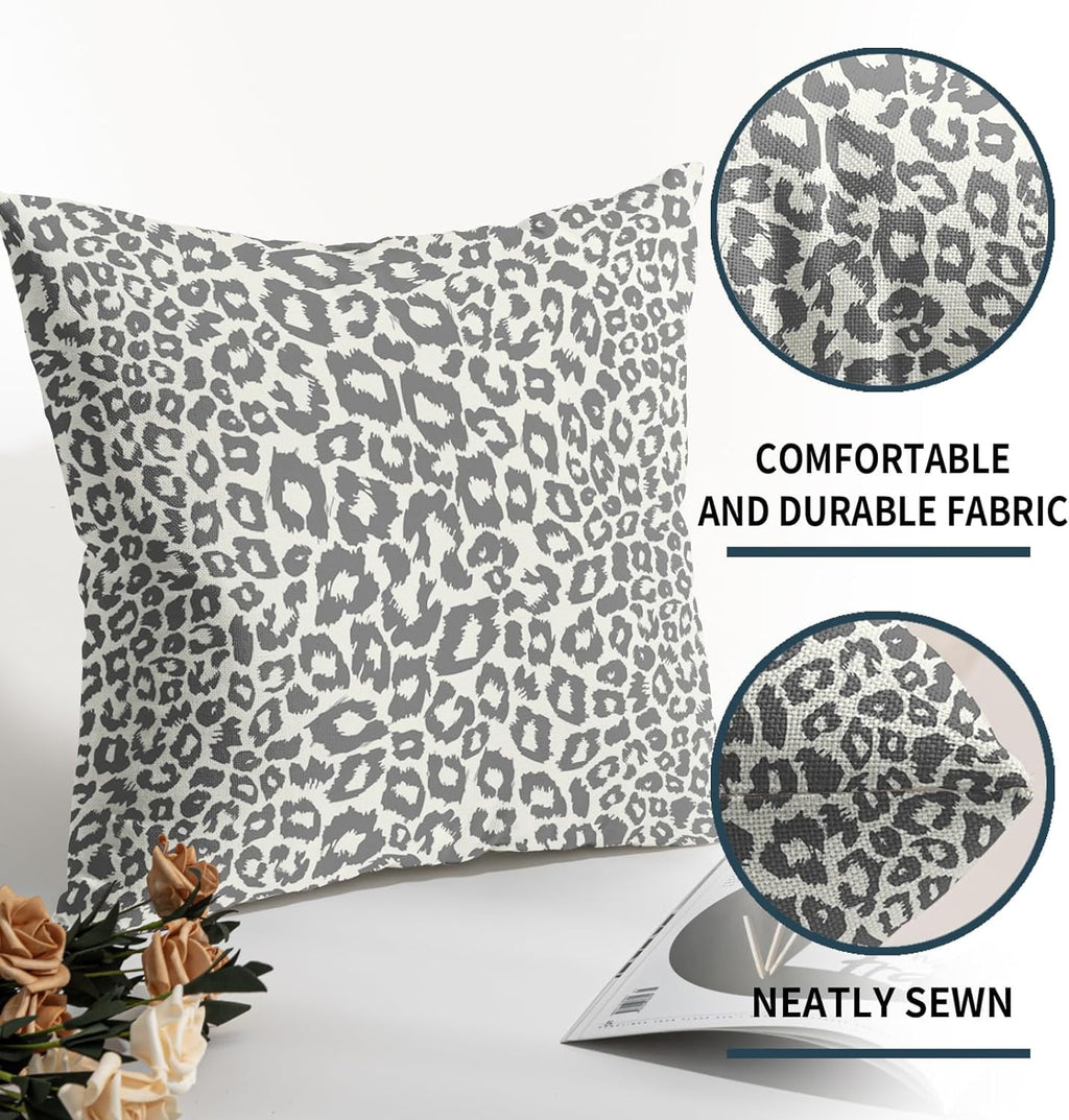 Lime Green White Leopard Print Pillow Covers 18x18 Inch Set of 2 Cheetah Animal Spots Decorative Throw Pillows For Couch Farmhouse Chinoiserie Pillow Cases Home Decor For Room Sofa Bed Porch Outdoor 20" x 20" Yellow Leopard