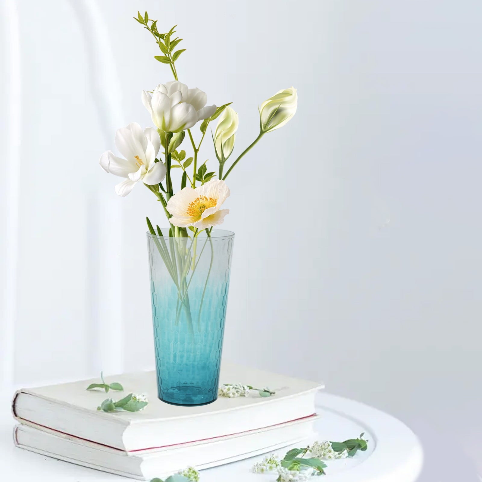 Kdkad Two-Tone High-Transparency Glass Vase - Multi-Color Flower Bucket for Living Room Decor, Floral Arrangements & Plant Cultivation (Serviceable Home Decoration, Modern Tabletop/Office Centerpiece) 5.3×10.2 in Green
