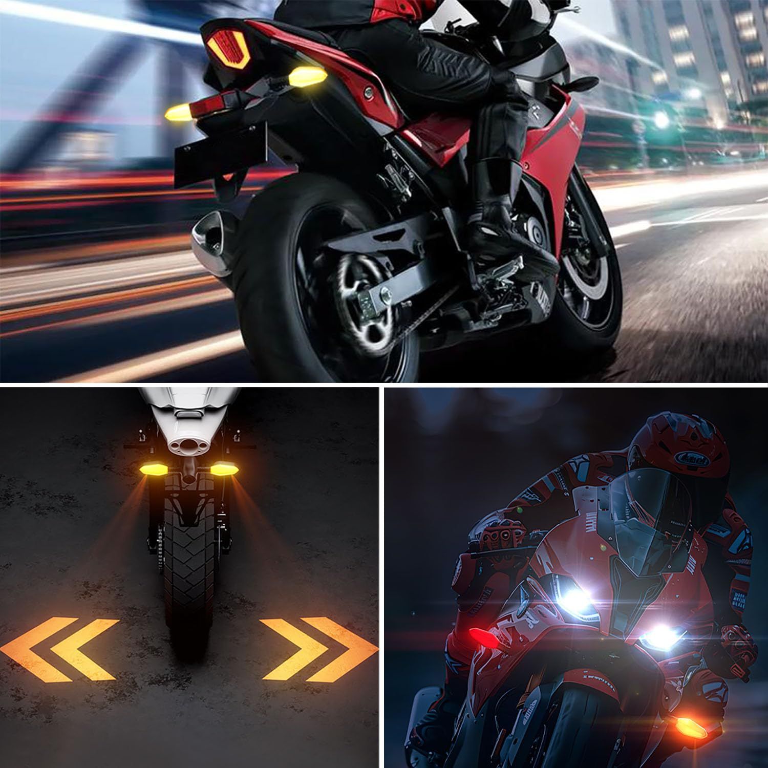 2 PCS LED Turn Signal Lights Projector for Motorcycle,27 Lighting Modes RGB Flowing Daytime Running Lights,Motorcycle Turn Signal Lights with Arrow Projection