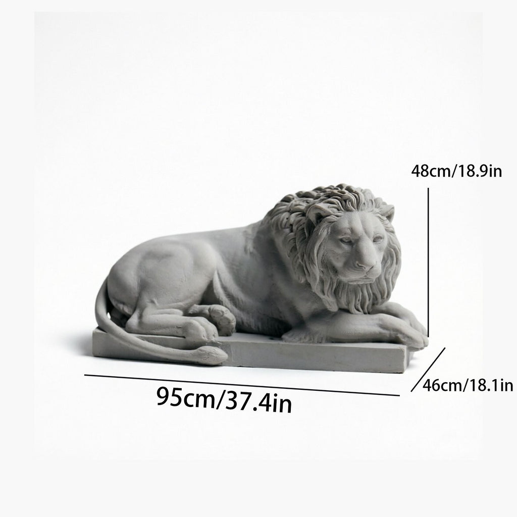 Classic Reclining Lion Sculpture Minimalist Yellow Plaster Desk Ornament for Living Room, Study, or Office Decoration