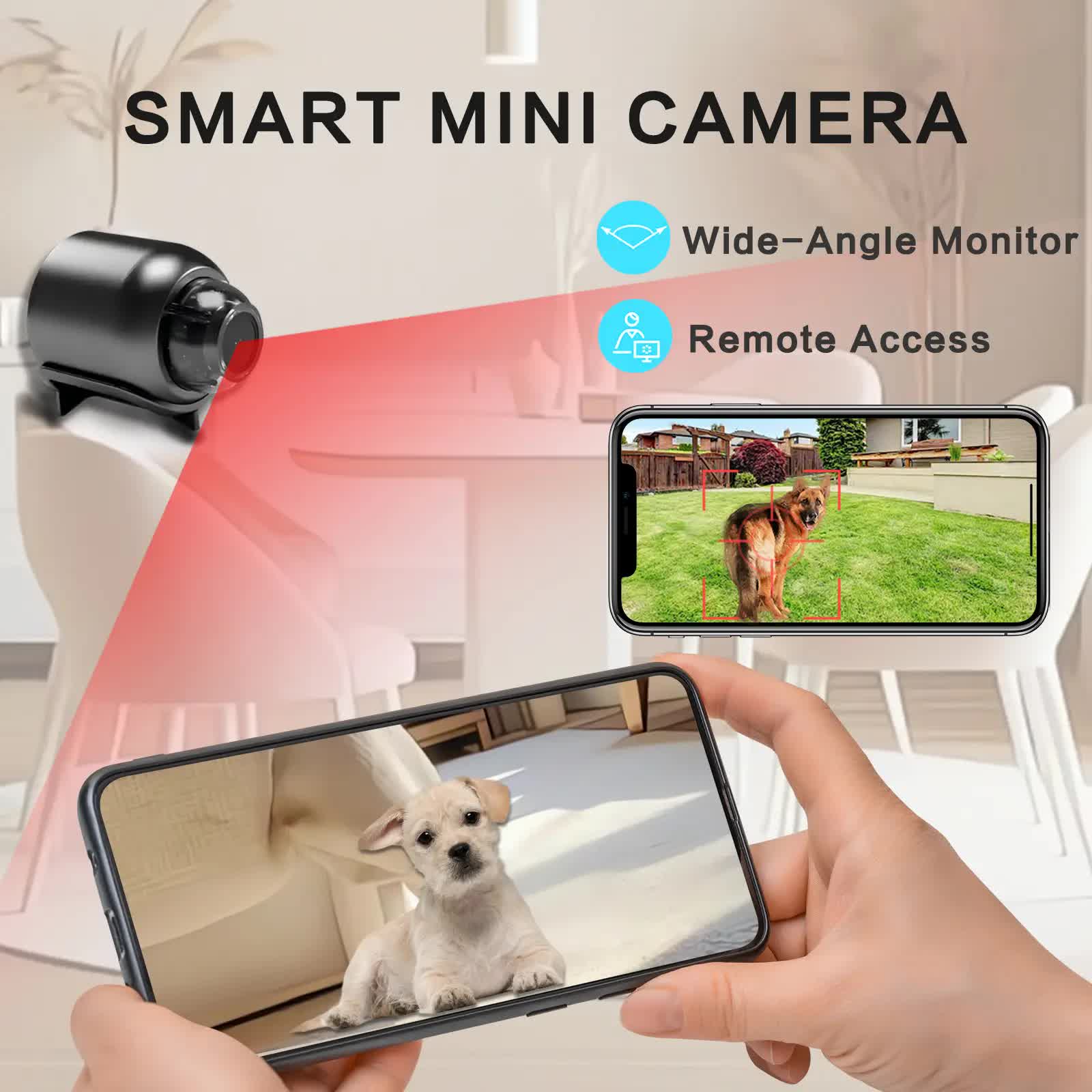 Wireless Surveillance Camera X5 6pcs – 2.4GHz WiFi, night vision, HD, 360 rotation, black. Home/office use, modern design, durable. Wireless, flexible installation, reliable monitoring. Clear imaging, all-around coverage for smart safeguarding