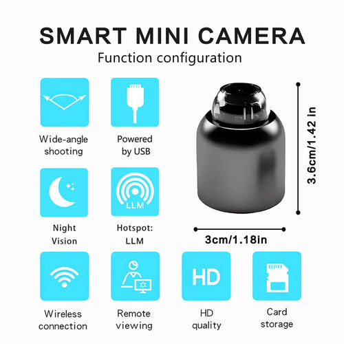 3pcs Mini Wireless Surveillance Camera with 2.4G WiFi, HD 1080P, Supports 32GB Cards, Night Vision, Audio, USB Power, Remote View, Wide-angle, Easy To Carry, for Home, Pet, Bedroom, Black Fridays.（Optional monitoring card set）