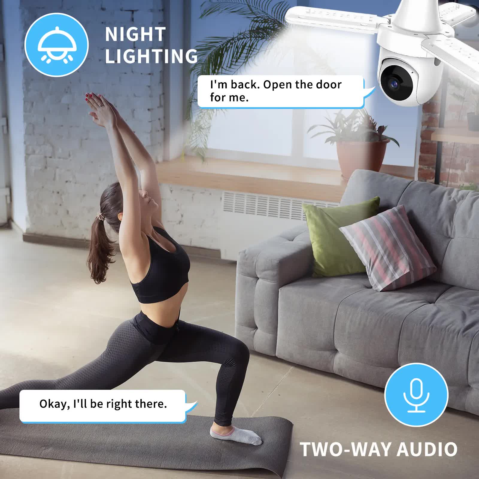 3MP dual lens security camera, suitable for home indoor and outdoor use, full-color high-definition night time, live alarm, 2-channel audio, supports 5G&2.4G WiFi, remote control through mobile app, ideal for home security and pet monitoring