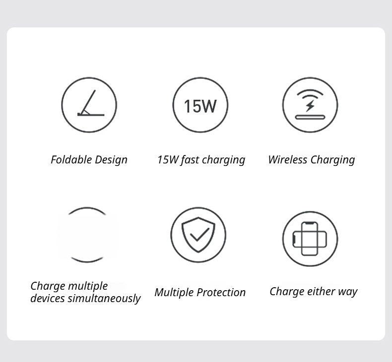 Black 20W Foldable 3-in-1 Wireless Charger