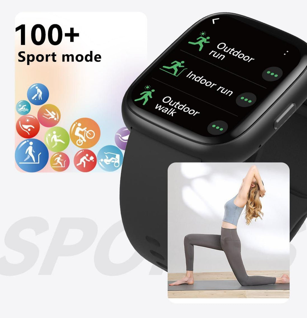 Black Unisex Health Monitoring Smart Watch with Call Function