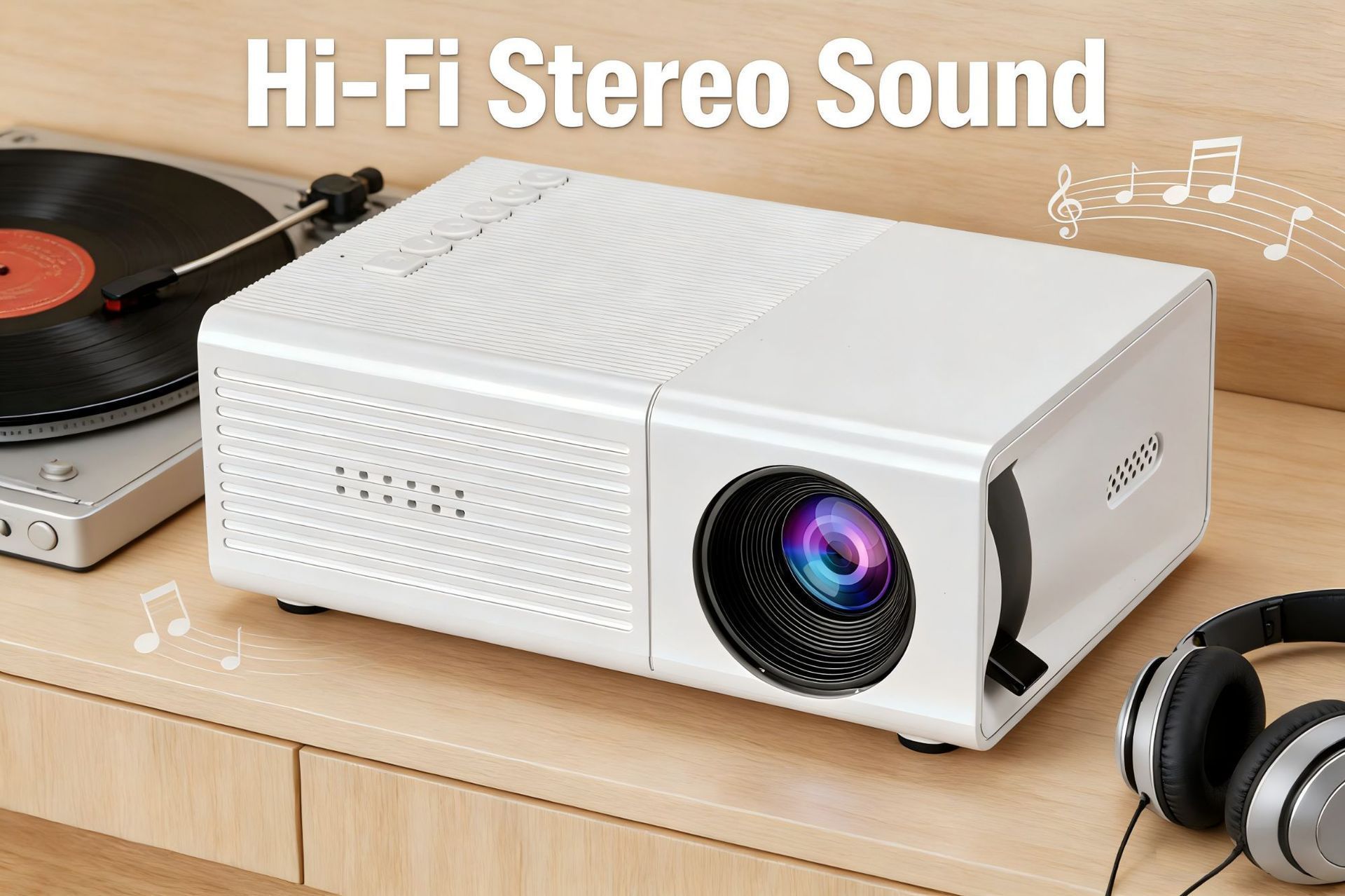 White M3S 1080P Mini Projector USB-Powered Version Includes Manual