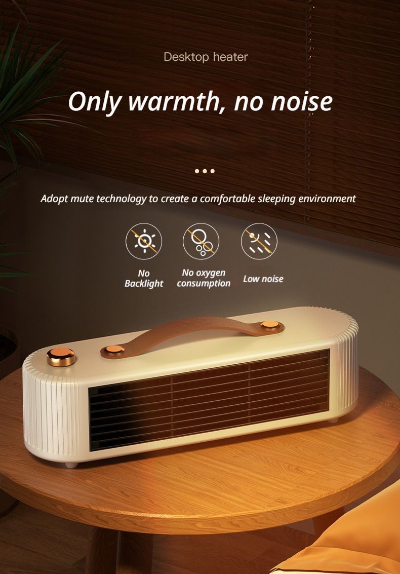 White Desktop Space Heater for Home, Fast Heating Room Warmer for Bedroom, Whole-Room Heater Suitable for Home, Office, or Workplace