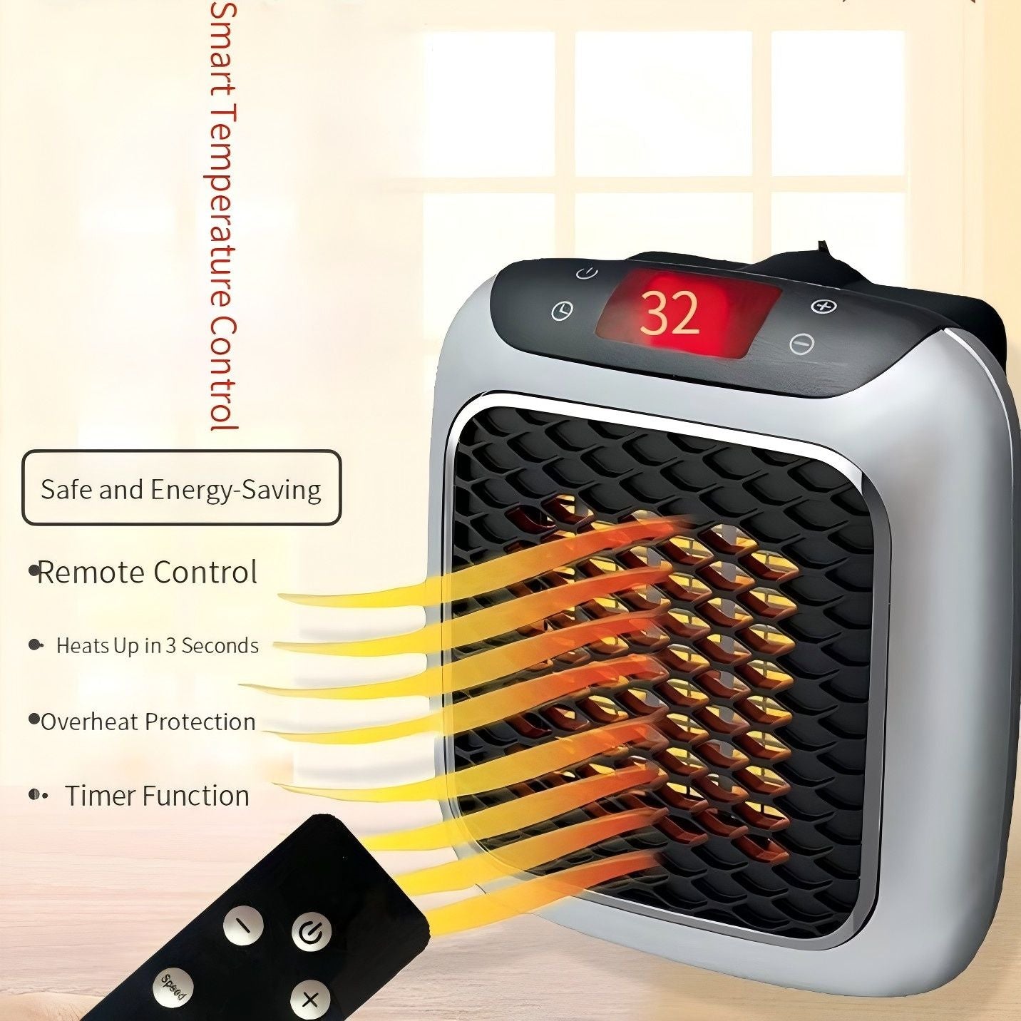 3-Second Heat Wall-Mounted Heater! Safe, Silent, Winter's "Little Sun"(GREEN)