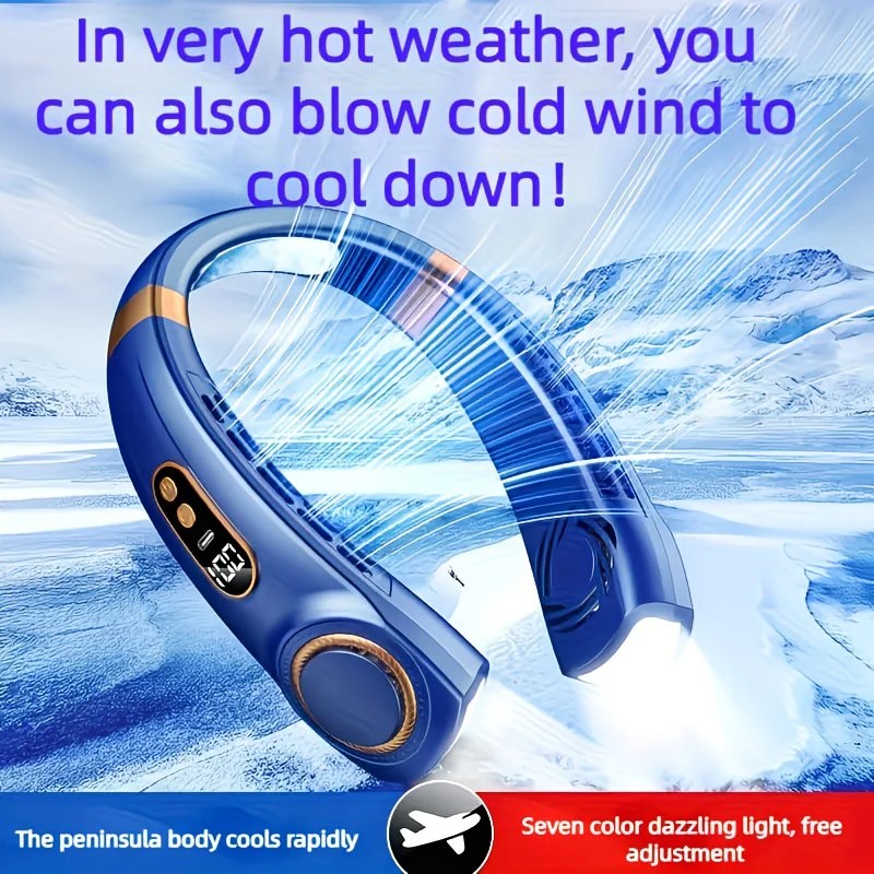 New Neck Hanging Fan Portable Mini USB Fan Personal Cooling Turbine Small Charging Quiet Lazy-Friendly.pink