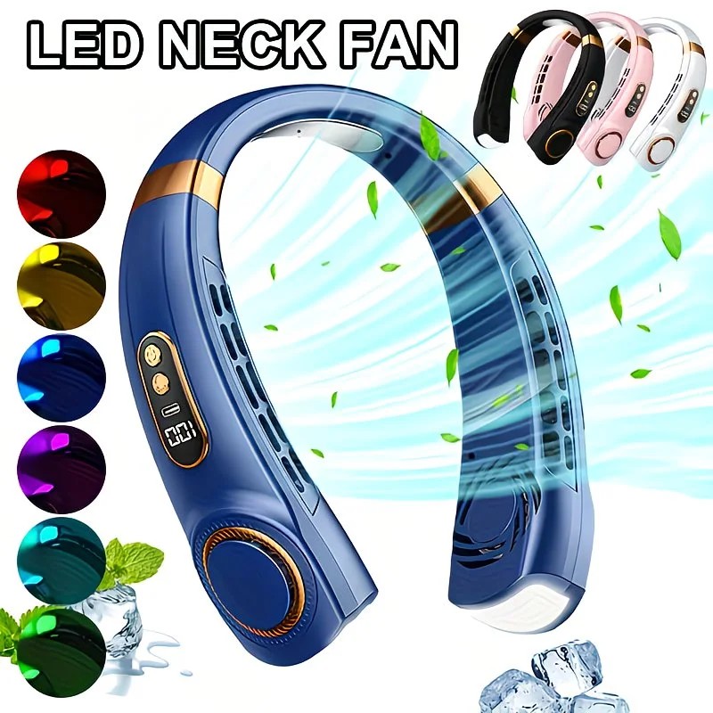 New Neck Hanging Fan Portable Mini USB Fan Personal Cooling Turbine Small Charging Quiet Lazy-Friendly.pink