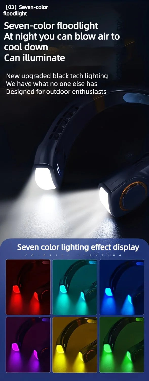 New Neck Hanging Fan Portable Mini USB Fan Personal Cooling Turbine Small Charging Quiet Lazy-Friendly.Black