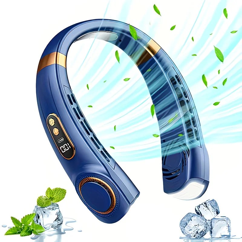 New Neck Hanging Fan Portable Mini USB Fan Personal Cooling Turbine Small Charging Quiet Lazy-Friendly.Black