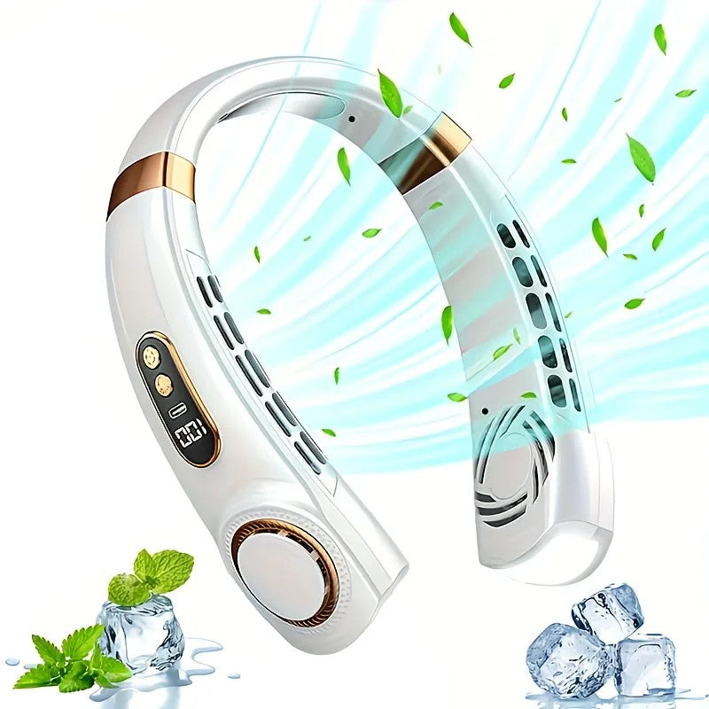 New Neck Hanging Fan Portable Mini USB Fan Personal Cooling Turbine Small Charging Quiet Lazy-Friendly.Black