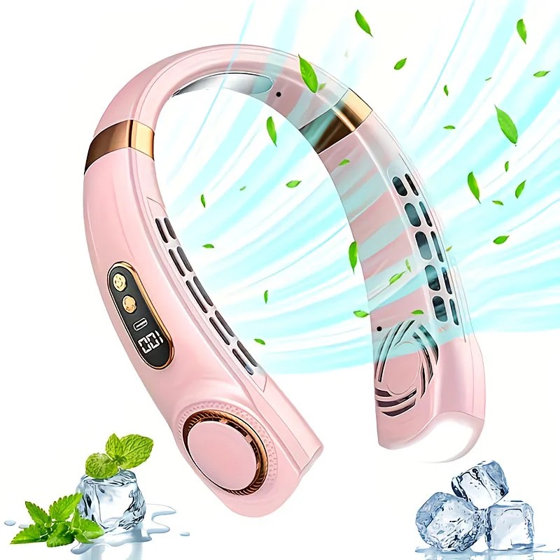 New Neck Hanging Fan Portable Mini USB Fan Personal Cooling Turbine Small Charging Quiet Lazy-Friendly.Black