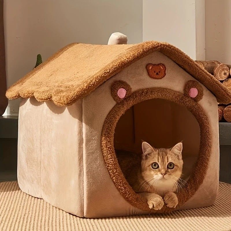 1 Pet Bed House for Cats, Detachable and Washable Cat House, Soft and Warm Winter Cat Bed, Small Dog Cave Nest( NO:M)