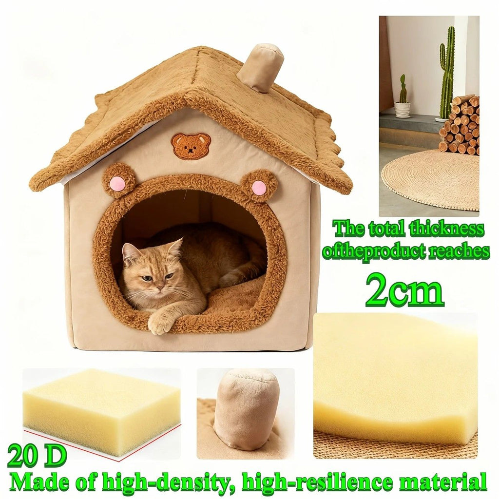 1 Pet Bed House for Cats, Detachable and Washable Cat House, Soft and Warm Winter Cat Bed, Small Dog Cave Nest( NO: S)